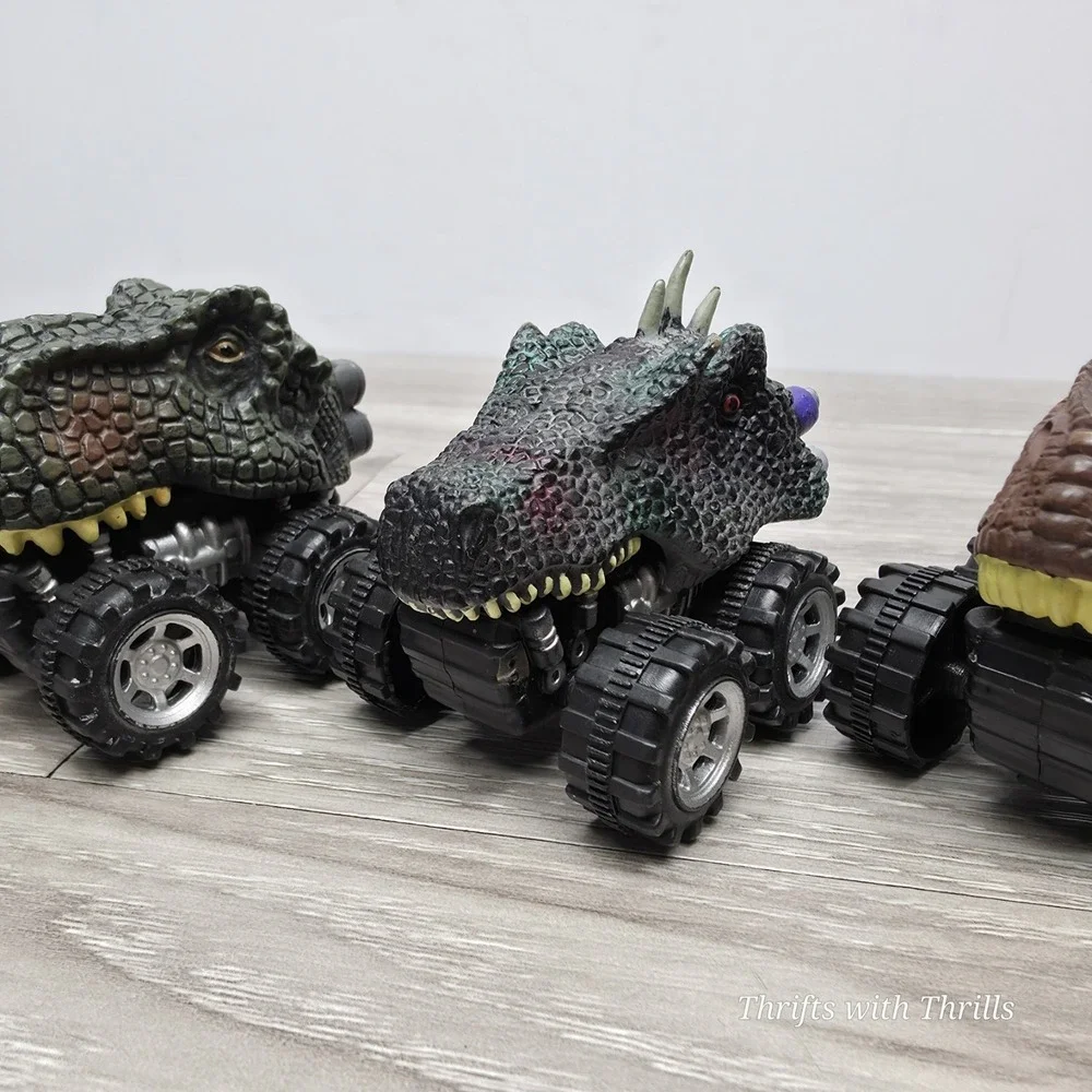 Dinosaur‎ Monster Trucks Pull Back Trucks -  Lot Of 4 - Tested